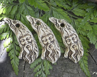 Forest Man- Earthy Handmade Stoneware Focal Bead