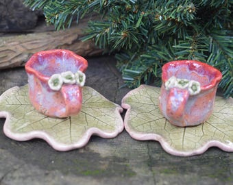 Tea Party- Sweet Whimsical Handmade Botanical Tea Set for Two