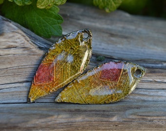 Botany Borders-  Handmade Painted White Copper Charms with Resin