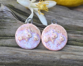 Sweet Bunnies- Assorted Handmade Stoneware Bead Pairs