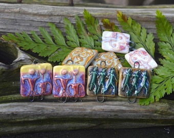 Tribal- Assorted Handmade Stoneware Bead Connectors