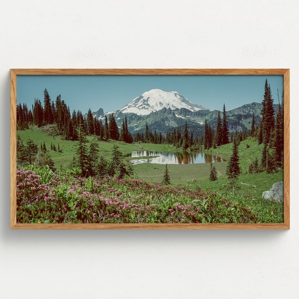 Samsung Frame TV Art Mt Rainier Digital Download Pacific Northwest Wall Art Beautiful Landscape Washington Photography Mountain Film Photo