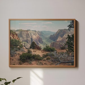 Zion Canyon Southwest Wall Art - Western Poster, Desert Photography Utah Landscape Film Print, Western Decor, Americana National Park