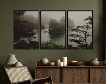 Coastal Wall Art Beach Photography Set Triptych Framed Print Ocean Landscape Pacific Northwest Nature Photograph Living Room Bedroom