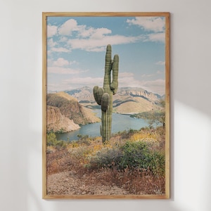 Saguaro Cactus Wall Art - Western Decor, Southwest Americana Landscape, Nature Photography, Arizona Desert Print, Western Poster