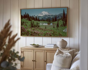 Samsung Frame TV Art Mt Rainier Digital Download Pacific Northwest Wall Art Beautiful Landscape Washington Photography Mountain Film Photo