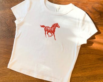 T-shirt med vintagemotiv för hästar, hästälskare, western-t-shirt med grafisk design, western-t-shirt för kvinnor, vintage-t-shirt med grafisk design, cowgirl-t-shirt med babymotiv