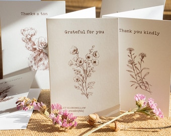Tarjetas de agradecimiento con diseño de flores del desierto, juego de papelería, tarjetas de notas florales en blanco, diseño botánico, estilo suroeste, tarjetas de felicitación con flores silvestres del desierto