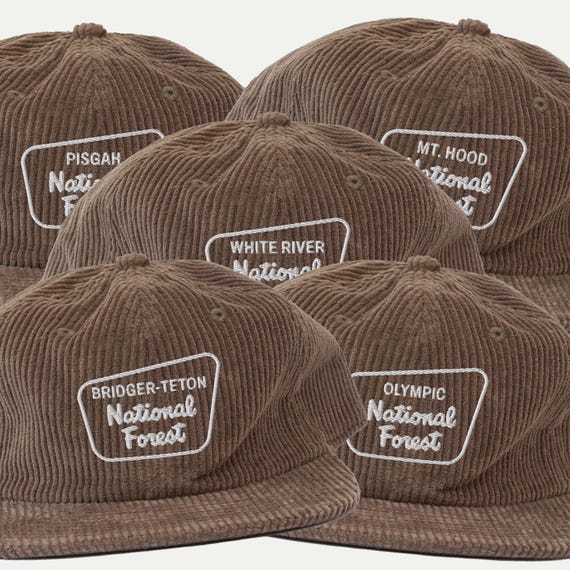 Custom National Forest Inspired Corduroy Hat Personalized Embroidered Outdoor Hiking Cap