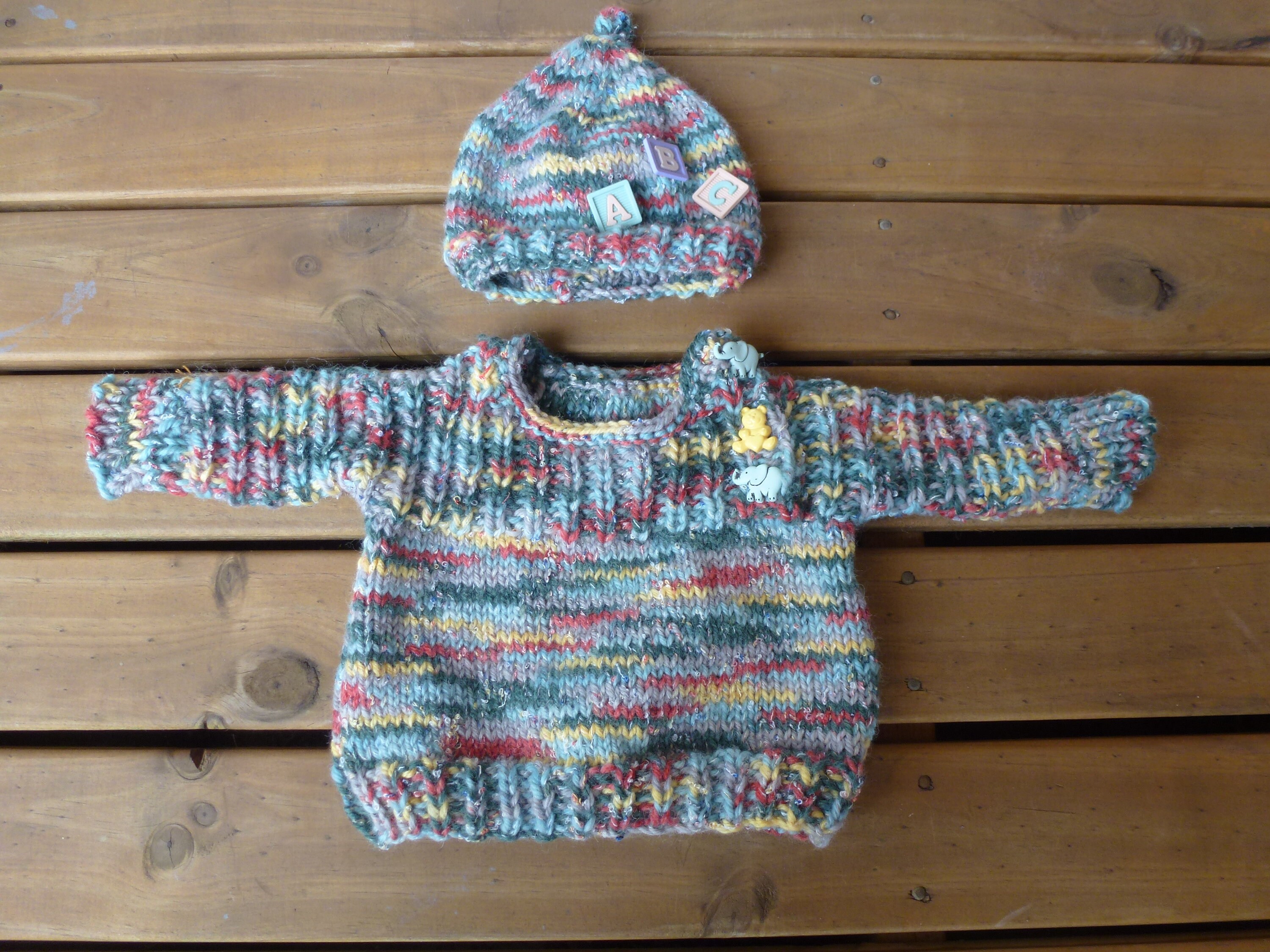 Hand knitted cottage tweed baby set. Baby unisex beanie and Etsy
