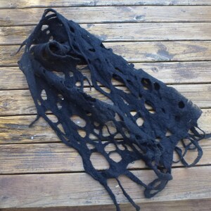 Hand dyed merino felted black scarf / wrap. image 2