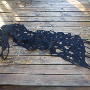 Hand dyed merino felted black scarf / wrap. image 3