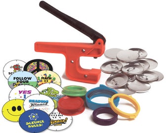 Button-Maker: 2 1/4" Starter Kit (School Edition) - World's Lowest-Priced Button Maker/Button Machine!