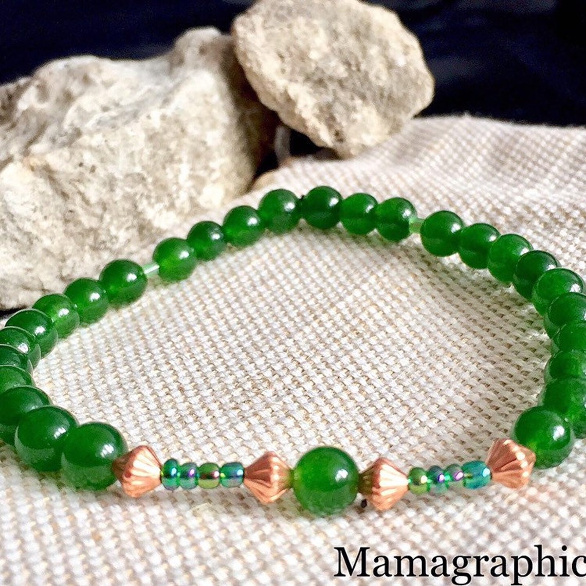 Jade Gemstone Bracelet 6mm Copper Jewelry Copper Bracelet Etsy