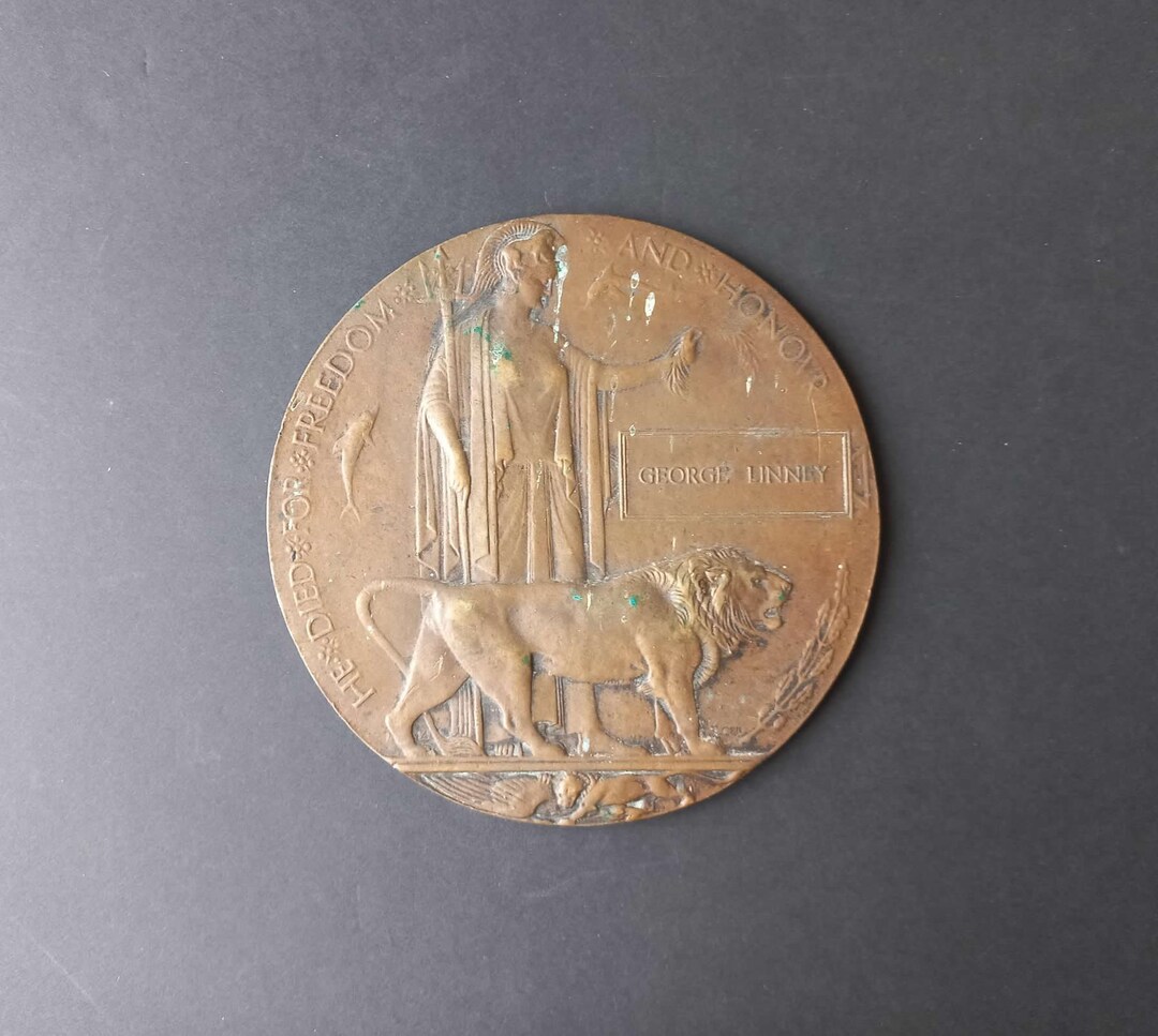 Original WW1 Bronze Death Medal Plaque George Linney - Etsy