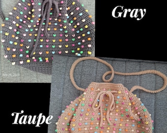 Crocheted Beaded Bucket Bag: Summer Pony Bead Shoulder Bag