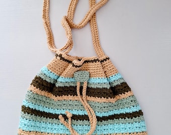 Crocheted Striped Crossbody Bag, Crossbody Tote