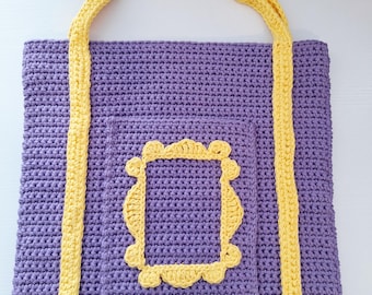 Friends Fan Tote: Purple Door Frame Crochet Bag