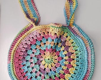 Crochet Tote Bag, 100% Cotton Yarn, Retro-Style, 11/5"H x 21"L x 2"W