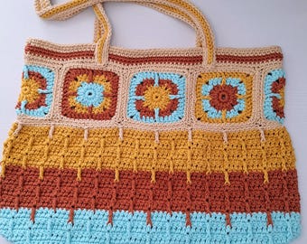 Desert Tote Bag, Crocheted Tote