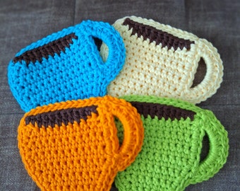 Crocheted Coffee Cup Coasters: Cotton Mug Coaster Set of 4