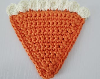 6-Pack Crocheted Cotton Coasters Set: Pumpkin Pie Theme, Double Layered