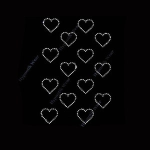 Rhinestone Transfer " Rhinestone Heart Sheet " Hotfix, Iron On, Bling