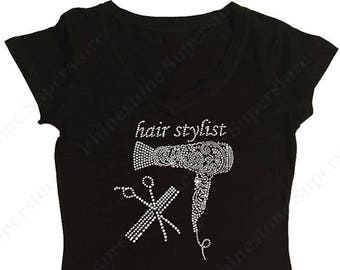 Women's Rhinestone T-Shirt " Hair Stylist " in S, M, L, 1x, 2x, 3x, Hair Dresser