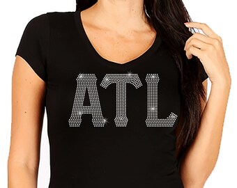 Rhinestone ATL Women's Fitted or Unisex Shirt with Rhinestone Atlanta, Georgia Design,