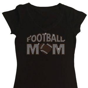 Women&#39;s Rhinestone T-Shirt &quot; Football Mom with Heart &quot; in S, M, L, 1X, 2X, 3X