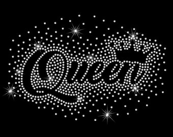 Rhinestone Transfer " Queen Scattered  " Rhinestone Iron On, Hotfix, DIY, Motif, Queen with Crown