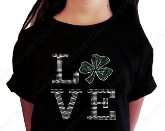 Girl's Rhinestone T-Shirt " Love St. Patrick's Day " Size 3 to 14 Available
