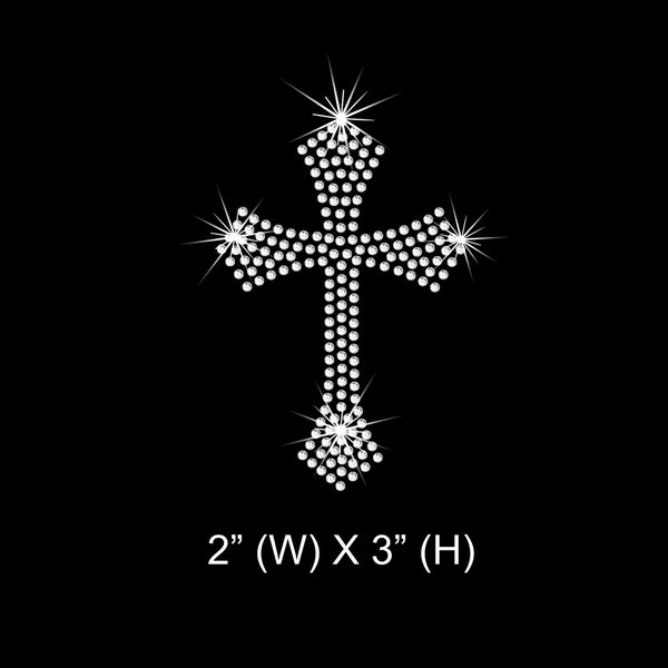 Rhinestone Transfer Only " Small Cross " Measure  2" (W) X 3" (H)  Hotfix, Iron On, Bling, DIY, Cross