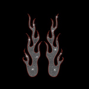 Rhinestone Transfer &quot; Pair of Flames for Sleeves &quot; Each Flame is 3.4&quot; (W)  X 10.75&quot; (H) Hotfix, Iron On, DIY, Bling Flame, New Colors