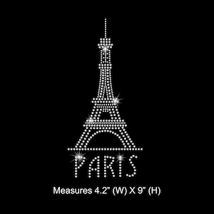 Rhinestone Transfer " All Crystal Paris Eiffel Tower" Hotfix, Iron On, Bling, image 1