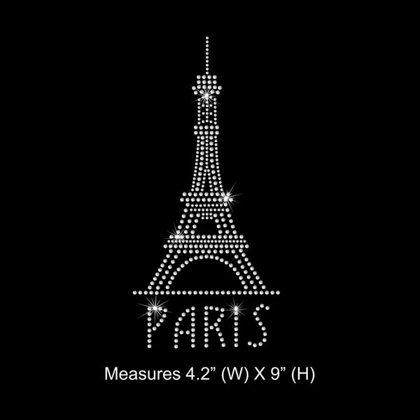 Rhinestone Transfer " All Crystal Paris Eiffel Tower" Hotfix, Iron On, Bling,