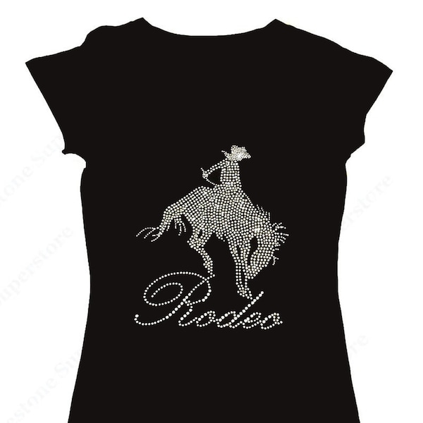 Women's Rhinestone Fitted Snug Shirt " Rodeo Cowgirl " in S, M, L, 1x, 2x, 3x