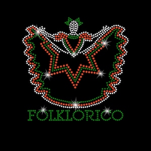 Rhinestone Transfer &quot; Folklorico &quot; Iron On , Hot fix, Dance,Team Mom