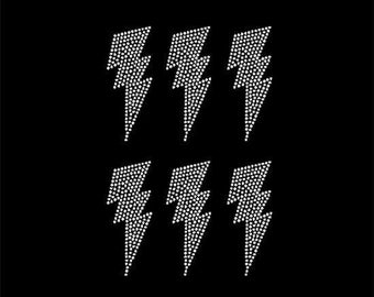 Rhinestone Transfer Only " Lightning bolt " Hotfix, Iron On, Bling, Volt 6 pcs.