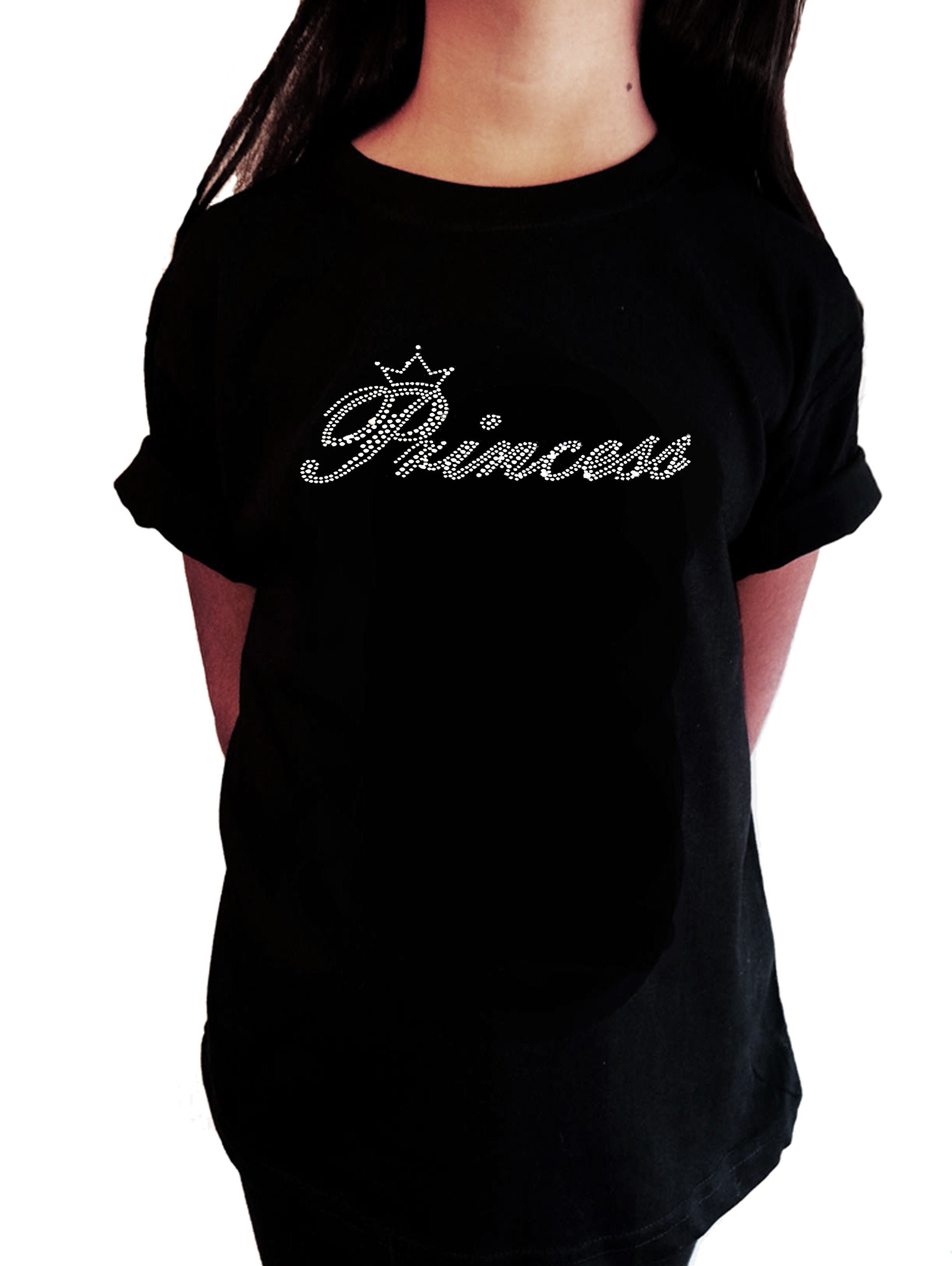 Girl's Rhinestone T-Shirt " Crystal Princess in Rhinestones " Size 3 to 14 Available