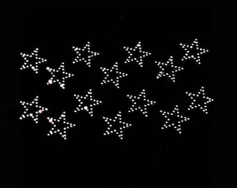 Rhinestone Transfer &quot; Rhinestone STAR Sheet &quot; 14 Stars Hotfix, Iron On, Bling, Bow Size, Cap Size