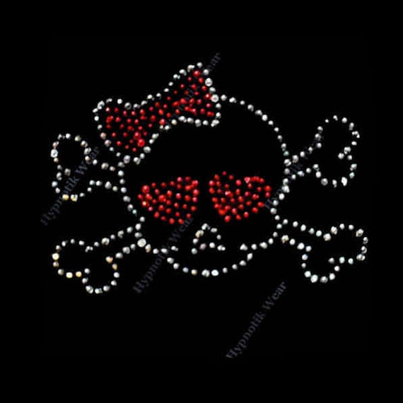 Rhinestone Transfer Skull With Red Bow Iron on - Etsy