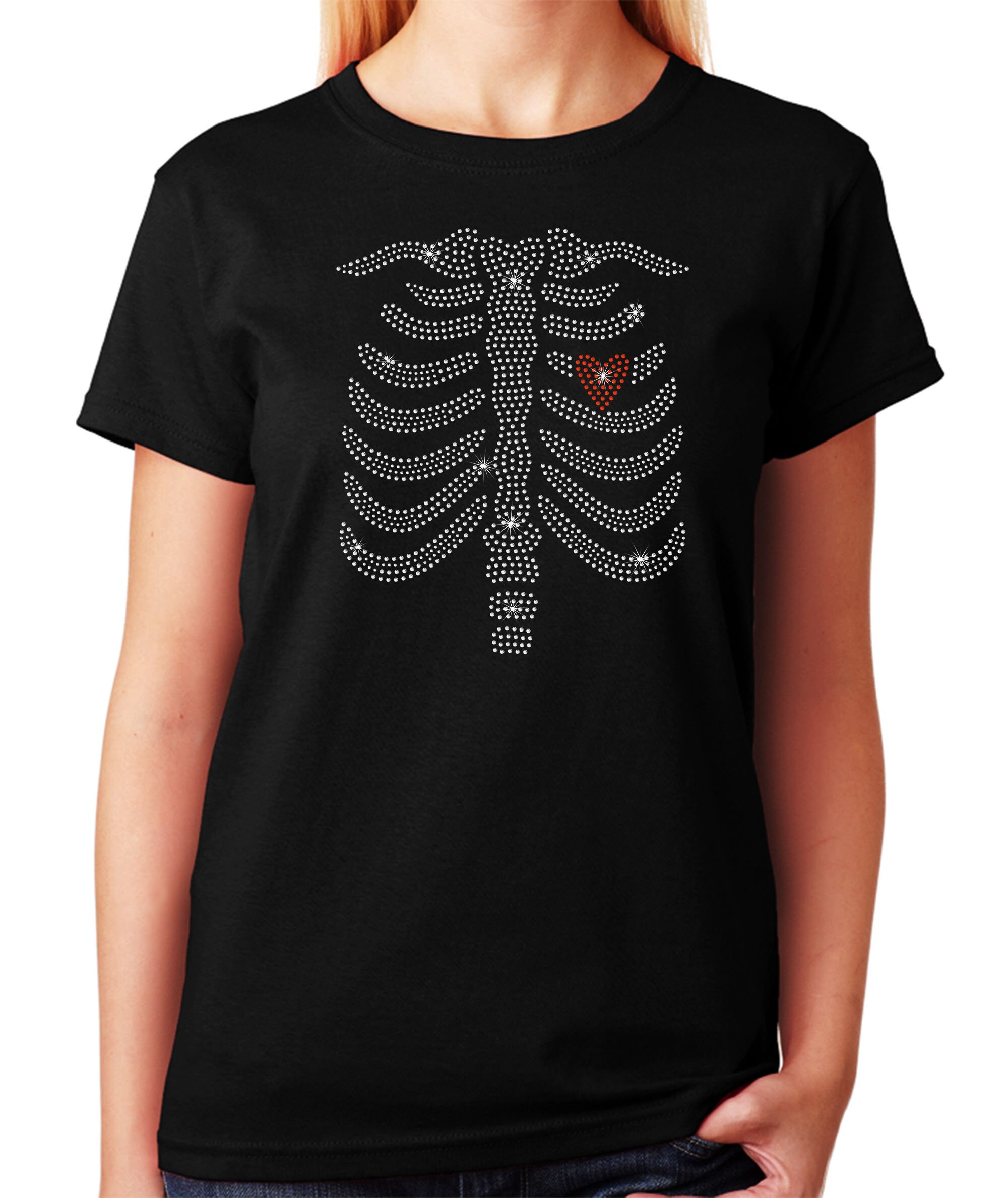 国内で当店のみ CFIERCE - RHINESTONE NECKLACE RIPPED T-SHIRT Women's / Unisex Rhinestone T-shirt 