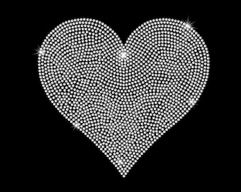 May include: A heart shape made of small, white, sparkling rhinestones.