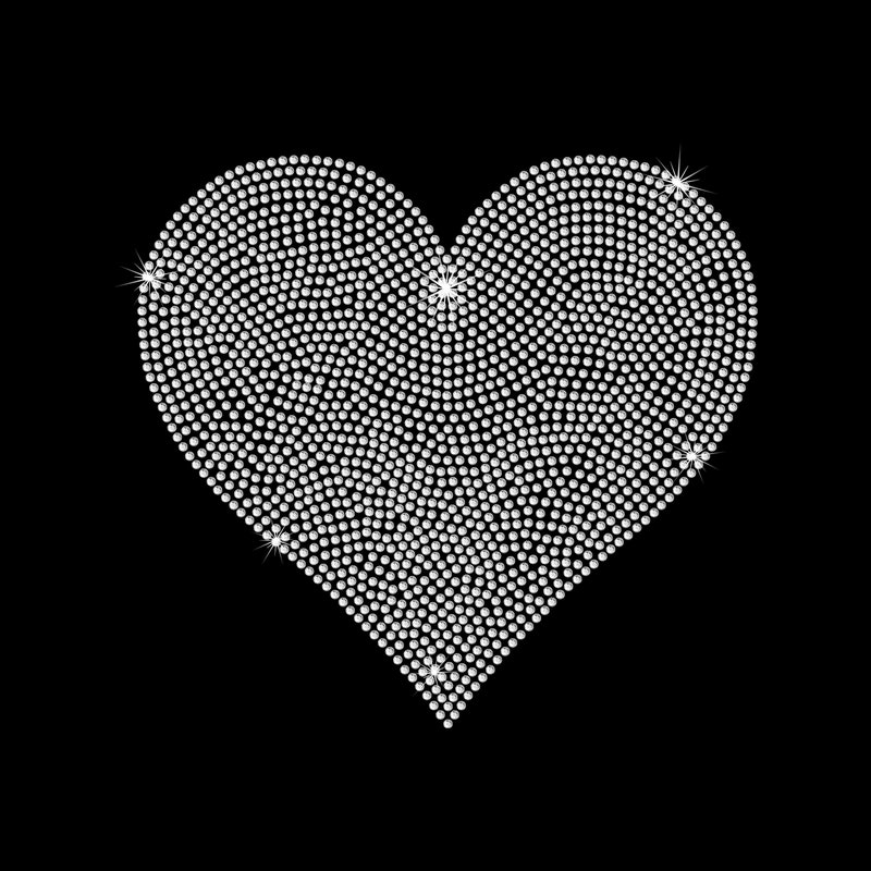 Rhinestone Iron on Heart - Etsy