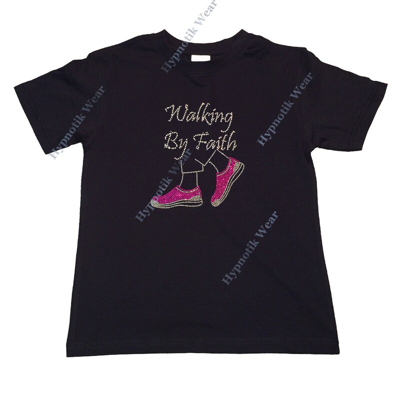 Girls Rhinestone Tshirt Walking by Faith Pink Shoes Etsy