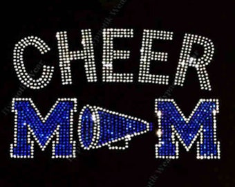 Rhinestone Transfer " Cheer Mom " CHOOSE YOUR COLOR , Hotfix , Bling