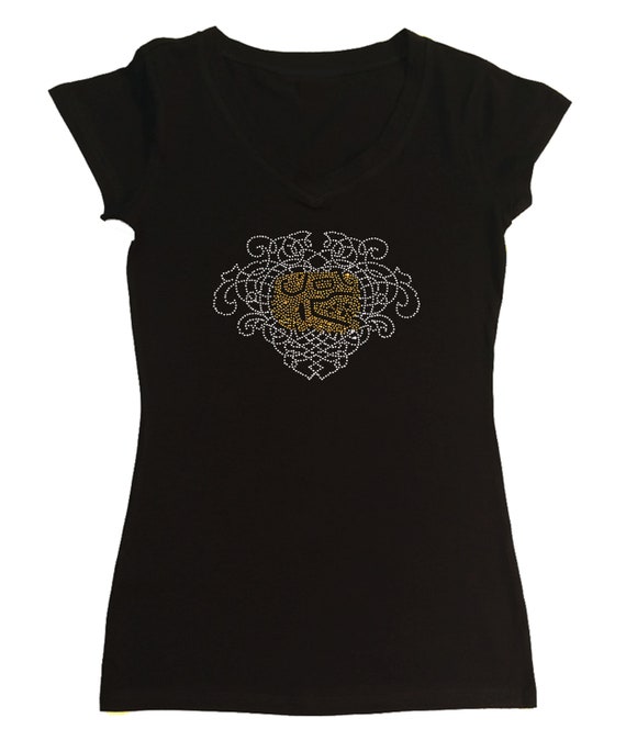 Women's Rhinestone Fitted Tight Snug Shirt 