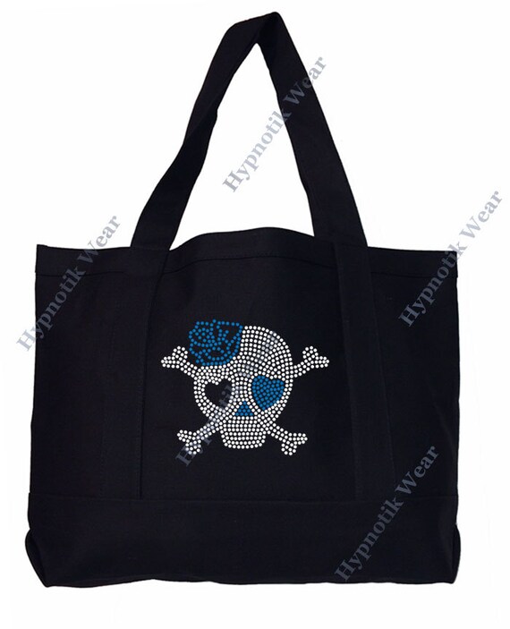 Rhinestone Sturdy Tote Bag With Zipper & Front Pocket