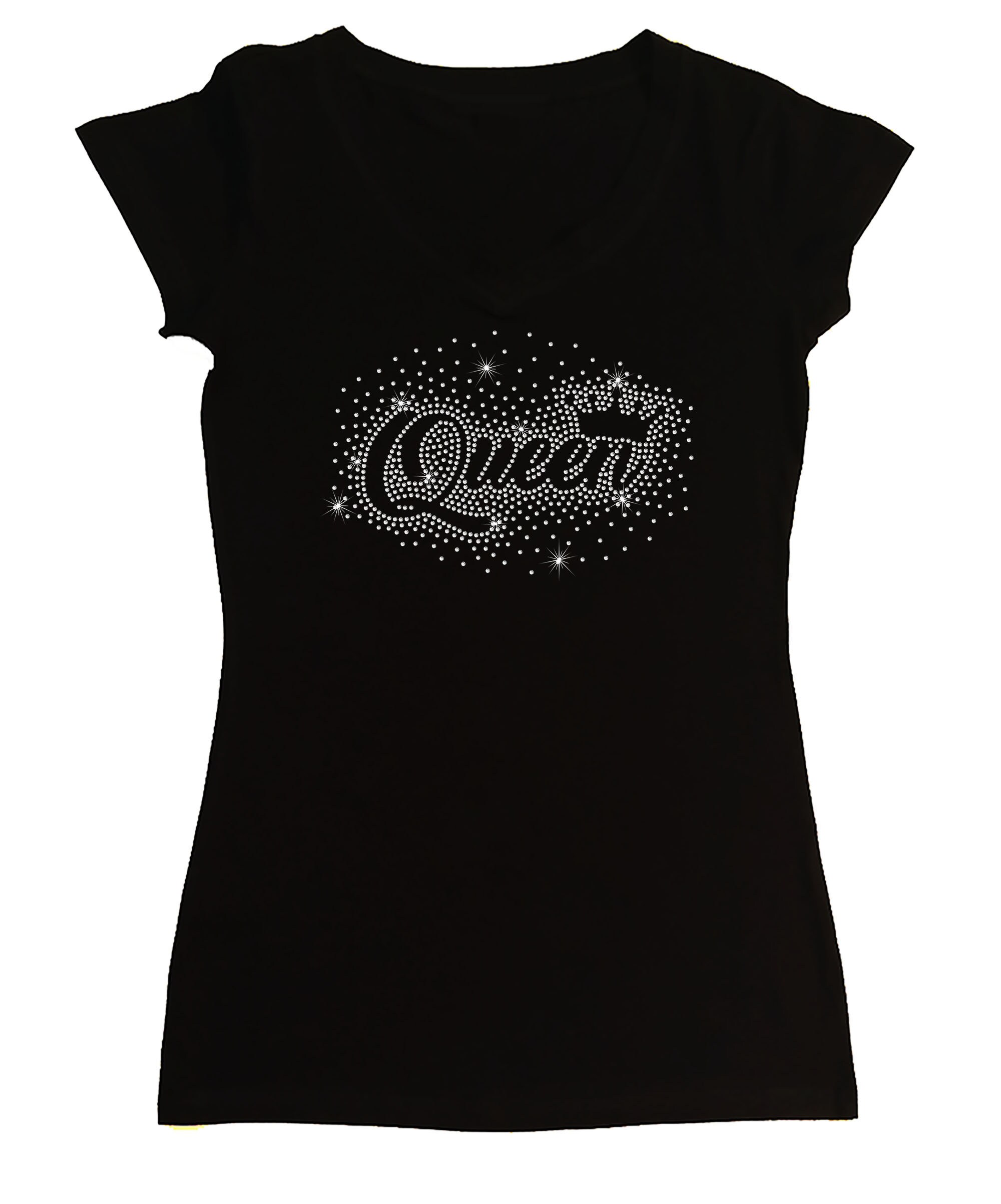 Women's Rhinestone Fitted Tight Snug Shirt With 